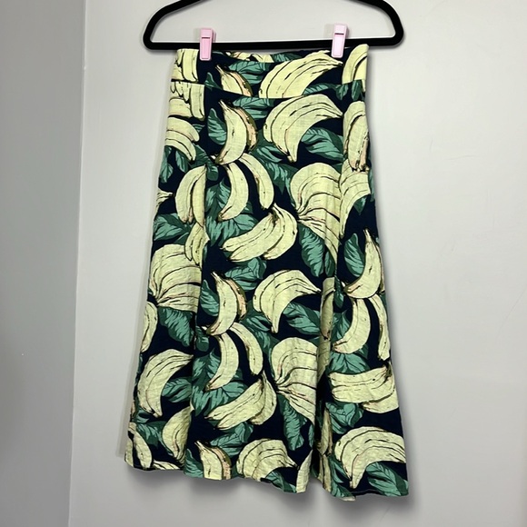 Eva Franco Anthropologie banana print midi skirt - Picture 2 of 7
